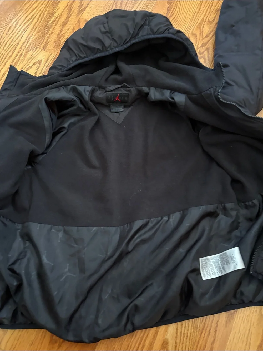 Jordan Black Hooded Puffer Jacket with White Jumpman
